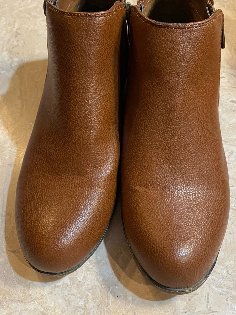 Women's Brown Leather Ankle Booties with Side Zip